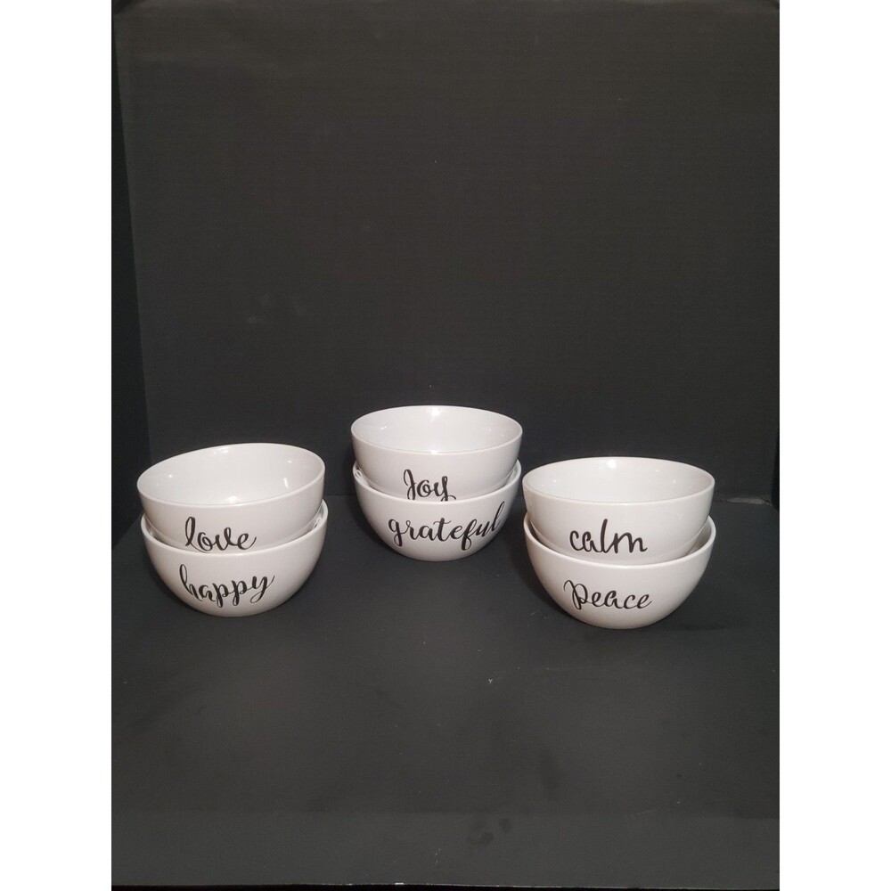 Signature Inspirational Cereal Bowl Set Grateful Love Joy Happy Peace Calm 6Pk